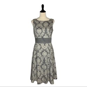 B Moss Gray & White Elegant Sleeveless Dress 6
